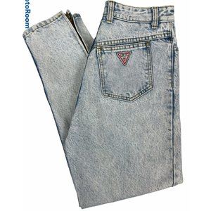 VTG Guess  High Waisted Acid Wash Zip Ankle Jeans